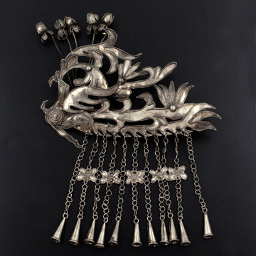 Handmade Miao Filigreed Phoenix Costume Hair Stick with Tassels